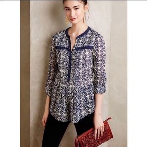 Anthro Maeve Abella Pintuck Popover Blouse
